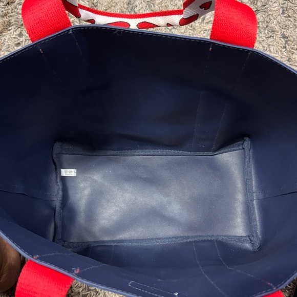 Brighton velveteen Navy Tote with Red Heart Straps - Picture 7 of 7